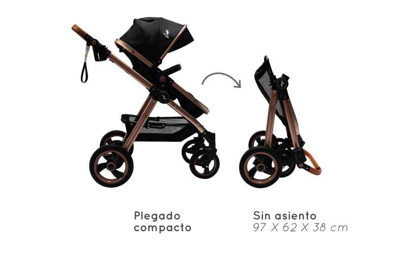 Premium Baby Company - Cochecito Premium Baby 3 en 1 Sunrise color Black &  Golden