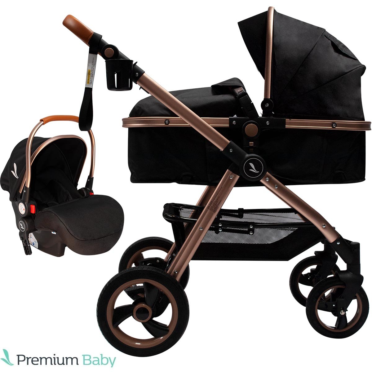 Premium Baby Company - Cochecito Premium Baby 3 en 1 Sunrise color Black &  Golden