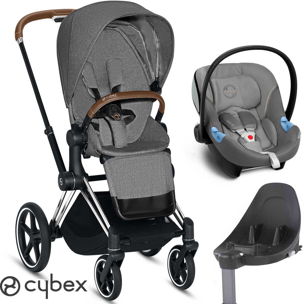 Premium Baby Company - Cochecito de bebé Cybex Priam MANHATTAN GREY con  Butquita Cybex Aton M Soho grey con base isofix